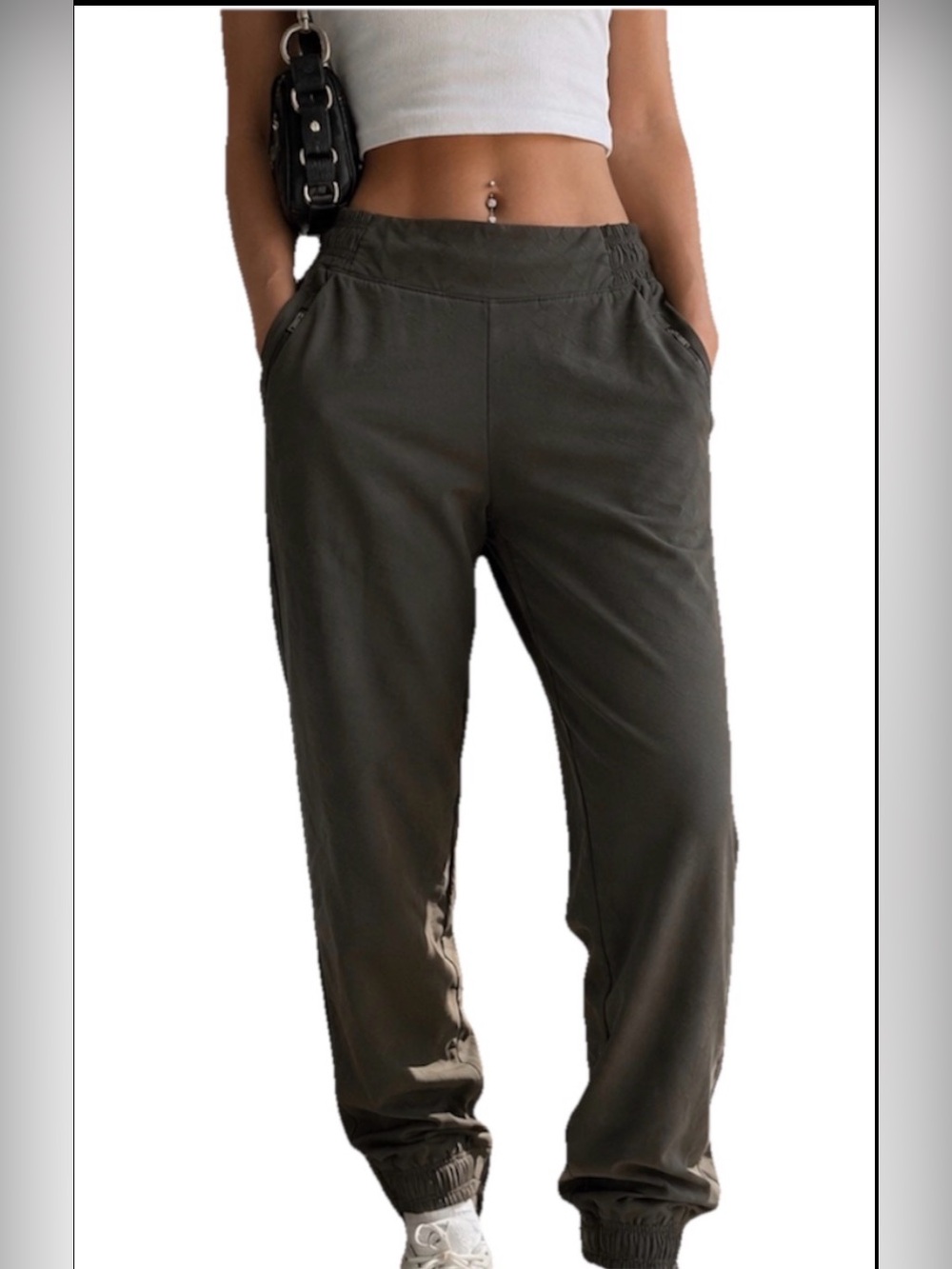 Athleta Brooklyn Textured Jogger Pants Olive Green Size 10